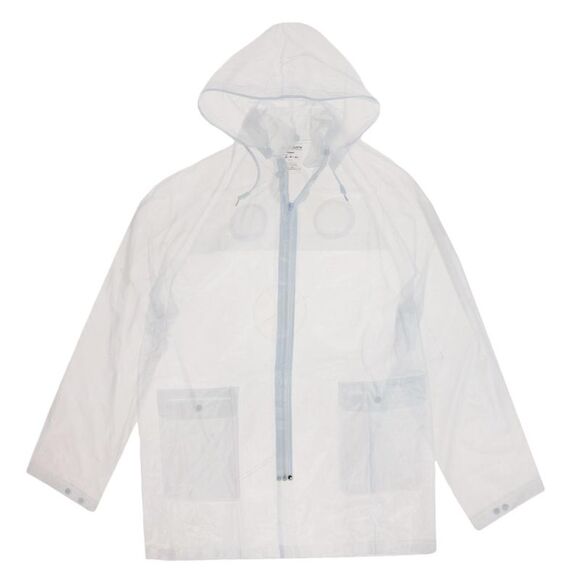 CTM Adult Reusable Clear Rain Jacket with Hood - Picture 2 of 5